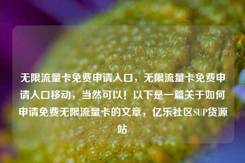无限流量卡免费申请入口	，无限流量卡免费申请入口移动，当然可以！以下是一篇关于如何申请免费无限流量卡的文章，亿乐社区SUP货源站  第1张