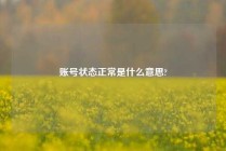账号状态正常是什么意思?