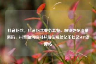 抖音粉丝，抖音粉丝业务套餐，解锁更多流量密码，抖音如何吸引并留住粉丝亿乐社区SUP货源站