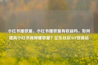 小红书播放量，小红书播放量有收益吗，如何提高小红书视频播放量？亿乐社区SUP货源站