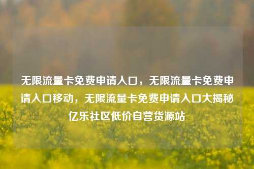 无限流量卡免费申请入口，无限流量卡免费申请入口移动，无限流量卡免费申请入口大揭秘亿乐社区低价自营货源站  第1张