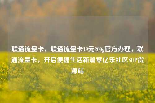 联通流量卡，联通流量卡19元200g官方办理，联通流量卡，开启便捷生活新篇章亿乐社区SUP货源站  第1张