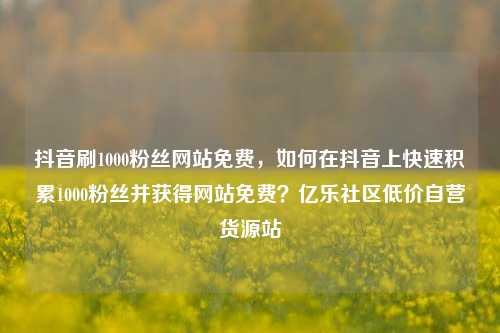 抖音刷1000粉丝网站免费	，如何在抖音上快速积累1000粉丝并获得网站免费？亿乐社区低价自营货源站  第1张