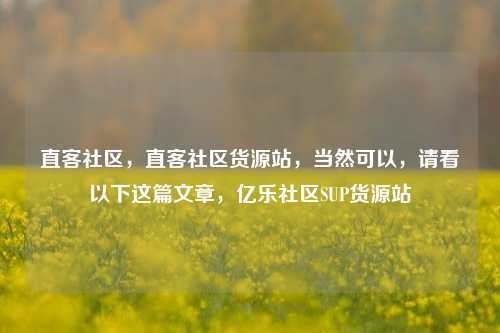 直客社区，直客社区货源站，当然可以，请看以下这篇文章，亿乐社区SUP货源站  第1张