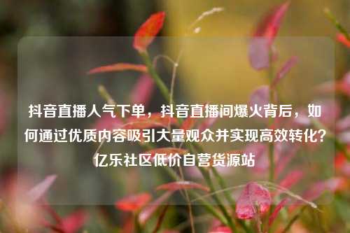 抖音直播人气下单，抖音直播间爆火背后，如何通过优质内容吸引大量观众并实现高效转化？亿乐社区低价自营货源站  第1张