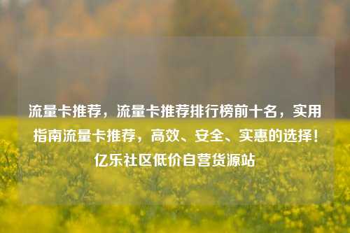 流量卡推荐，流量卡推荐排行榜前十名	，实用指南流量卡推荐，高效、安全、实惠的选择！亿乐社区低价自营货源站  第1张