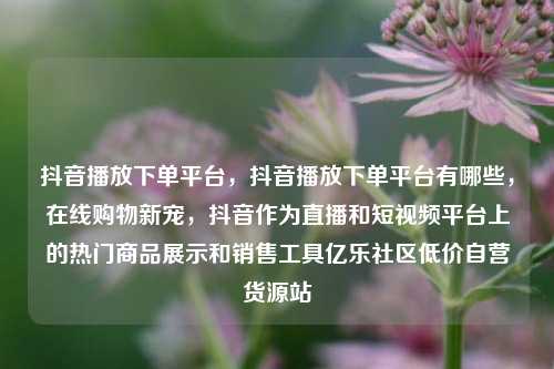 抖音播放下单平台，抖音播放下单平台有哪些，在线购物新宠	，抖音作为直播和短视频平台上的热门商品展示和销售工具亿乐社区低价自营货源站  第1张