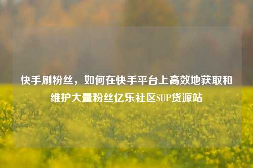 快手刷粉丝	，如何在快手平台上高效地获取和维护大量粉丝亿乐社区SUP货源站  第1张