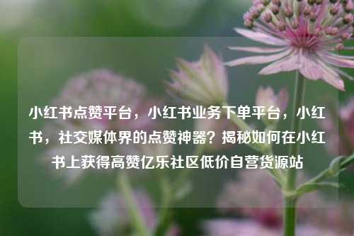小红书点赞平台	，小红书业务下单平台，小红书，社交媒体界的点赞神器？揭秘如何在小红书上获得高赞亿乐社区低价自营货源站  第1张