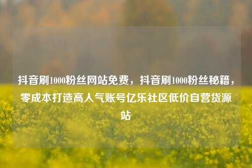 抖音刷1000粉丝网站免费，抖音刷1000粉丝秘籍，零成本打造高人气账号亿乐社区低价自营货源站  第1张