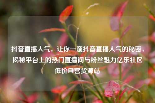 抖音直播人气，让你一窥抖音直播人气的秘密	，揭秘平台上的热门直播间与粉丝魅力亿乐社区低价自营货源站  第1张