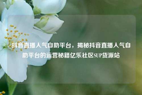 抖音直播人气自助平台，揭秘抖音直播人气自助平台的运营秘籍亿乐社区SUP货源站  第1张