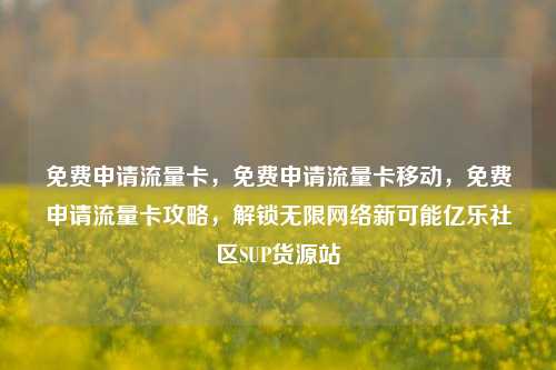 免费申请流量卡，免费申请流量卡移动	，免费申请流量卡攻略，解锁无限网络新可能亿乐社区SUP货源站  第1张