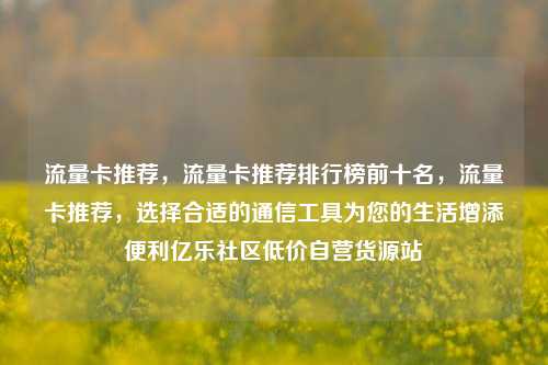流量卡推荐，流量卡推荐排行榜前十名，流量卡推荐，选择合适的通信工具为您的生活增添便利亿乐社区低价自营货源站  第1张