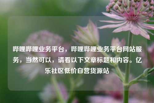 哔哩哔哩业务平台	，哔哩哔哩业务平台网站服务，当然可以，请看以下文章标题和内容。亿乐社区低价自营货源站  第1张
