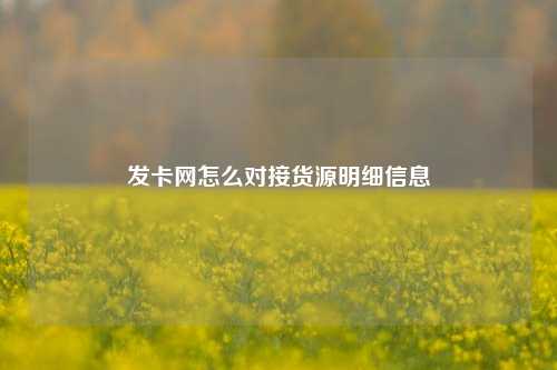 发卡网怎么对接货源明细信息  第1张