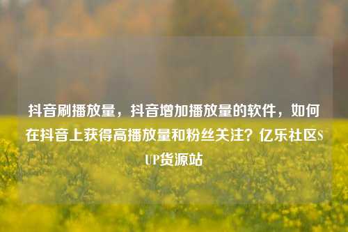 抖音刷播放量，抖音增加播放量的软件，如何在抖音上获得高播放量和粉丝关注？亿乐社区SUP货源站  第1张
