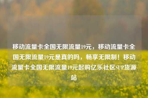 移动流量卡全国无限流量19元，移动流量卡全国无限流量19元是真的吗	，畅享无限制！移动流量卡全国无限流量19元起购亿乐社区SUP货源站  第1张