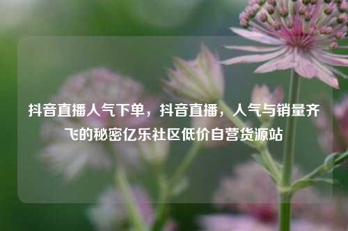 抖音直播人气下单	，抖音直播，人气与销量齐飞的秘密亿乐社区低价自营货源站  第1张